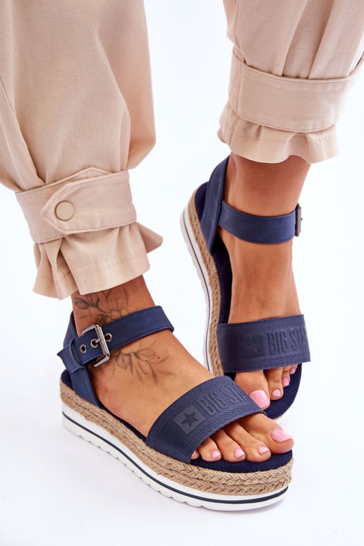 Women's Comfortable Big Star Platform Sandals LL274869 Navy Blue