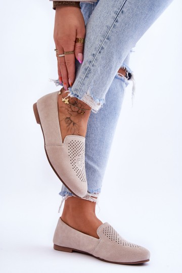 Patogūs ažūriniai mokasinai, smėlio spalvos