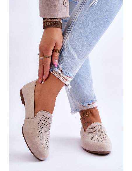 Suede Comfortable Loafers Beige Giovana