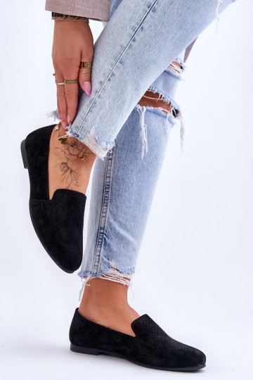 Zomšiniai patogūs juodi mokasinai