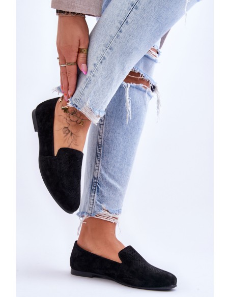 Suede Comfortable Loafers Black Giovana
