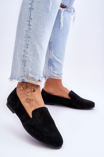 Suede Comfortable Loafers Black Giovana 2