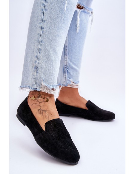 Suede Comfortable Loafers Black Giovana