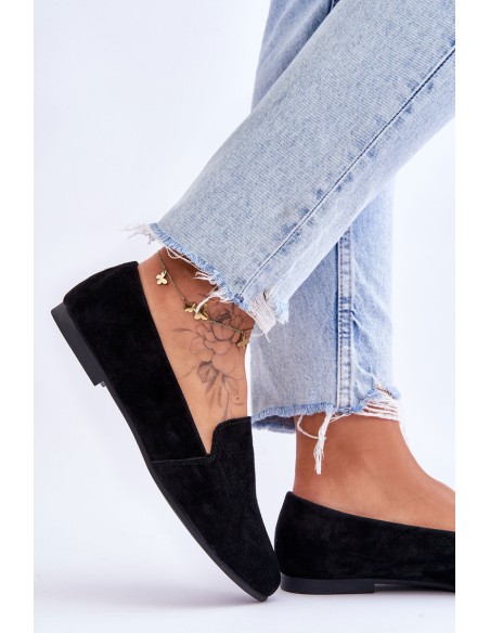 Suede Comfortable Loafers Black Giovana