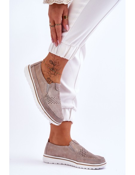 Suede Slip-on Shoes Beige-Gold Inez