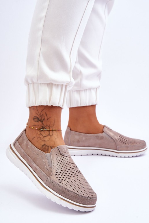 Suede Slip-on Batai Beige-Gold Inez