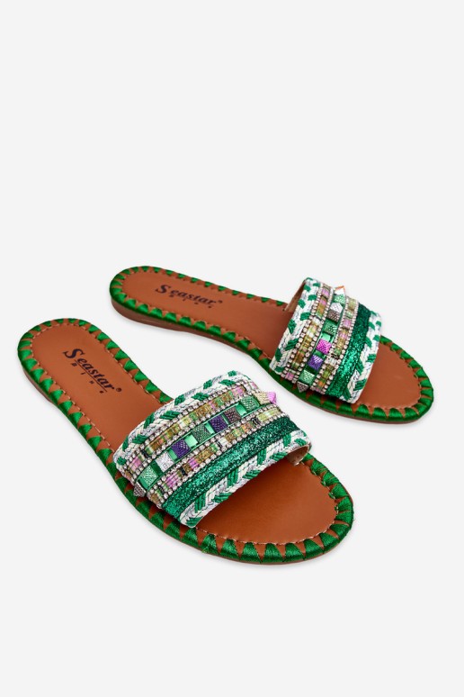 Women's Embellished Slippers Green Bellisa