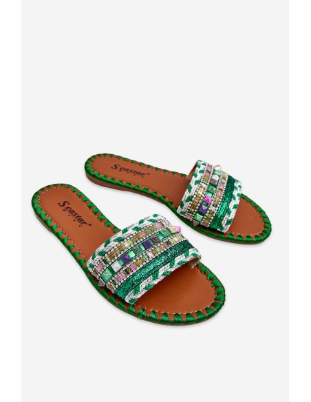 Women's Embellished Slippers Green Bellisa