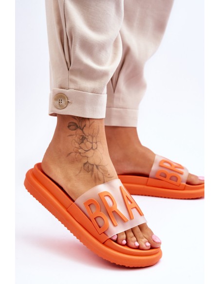 Women's Platform Slippers Orange Brave