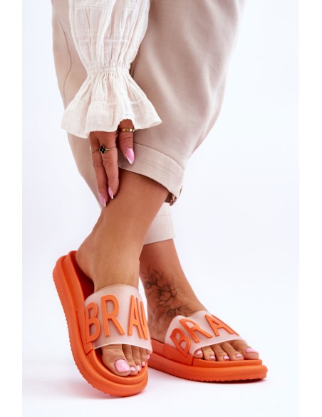 Women's Platform Slippers Orange Brave