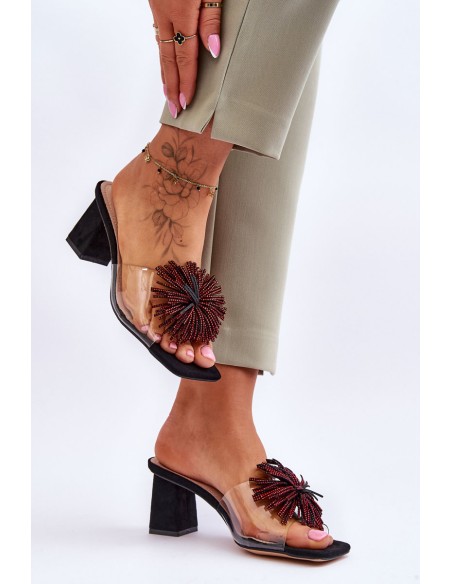 Fashionable Transparent High Heel Slippers S.Barski KV-AP658-1 Black