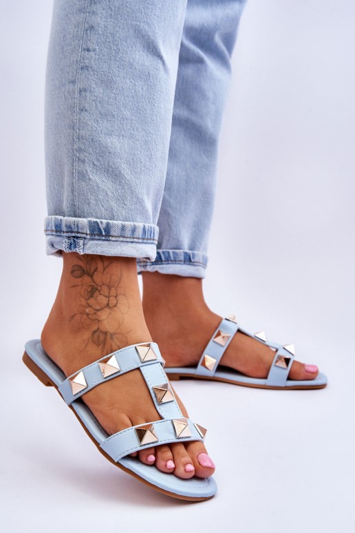 Moteriškos šlepetės su didelėmis smeigėmis, mėlynos spalvos Mercure