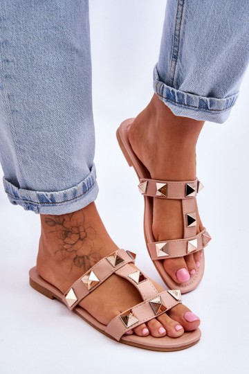 Women's Slippers With Large Studs Nude Mercure 2