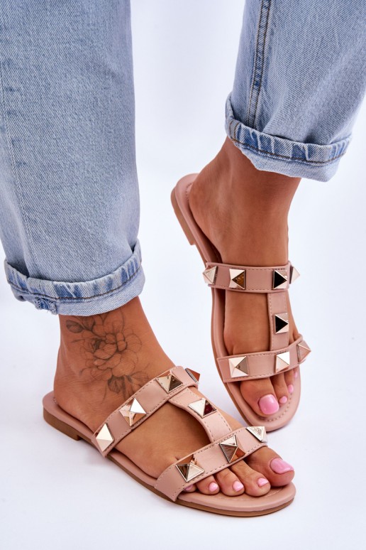 Moteriškos šlepetės su didelėmis smeigėmis Nude Mercure