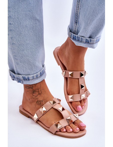 Women's Slippers With Large Studs Nude Mercure