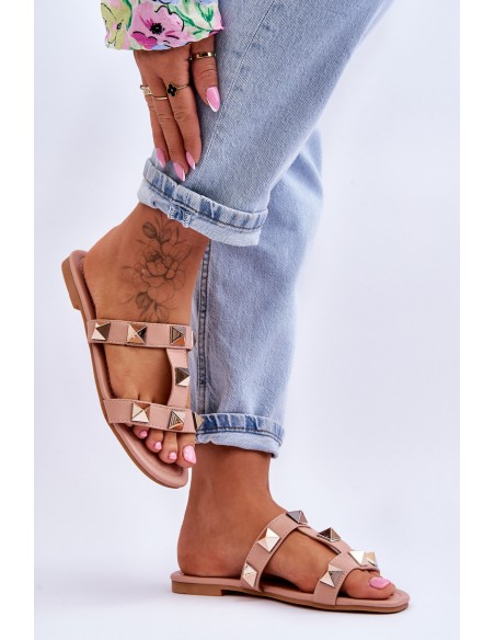 Women's Slippers With Large Studs Nude Mercure