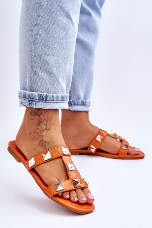 Moteriškos šlepetės su didelėmis smeigėmis, oranžinės spalvos Mercure