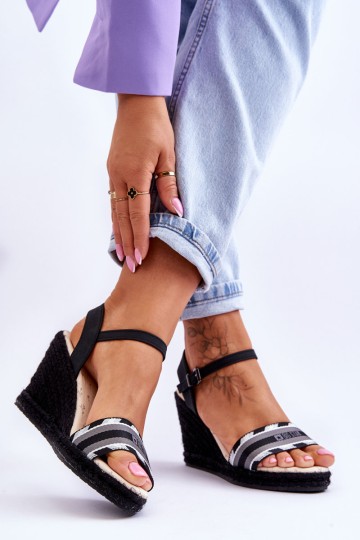 Women's Comfortable Wedge Sandals Big Star LL274877 Black 2