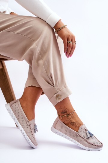 Moteriški ažūriniai odiniai batai, šviesiai rožiniai Lanzarot 2