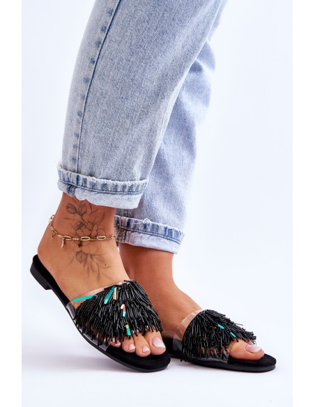 Women's Slippers With Fashionable Decorations S.Barski KV-576-4 Black