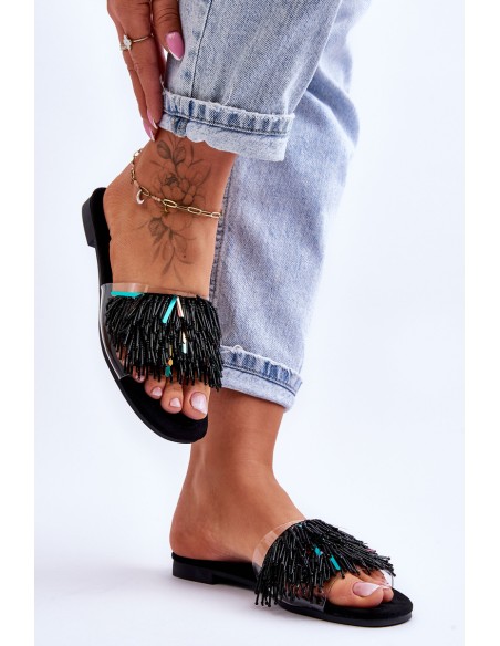 Women's Slippers With Fashionable Decorations S.Barski KV-576-4 Black