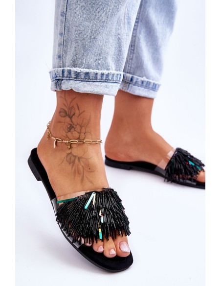 Women's Slippers With Fashionable Decorations S.Barski KV-576-4 Black