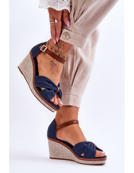 Women's Wedge Sandals navy blue Daphne