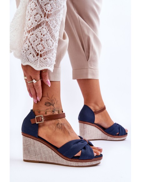 Women's Wedge Sandals navy blue Daphne