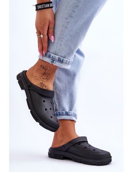 Women's Rubber Crocs Black Rabios