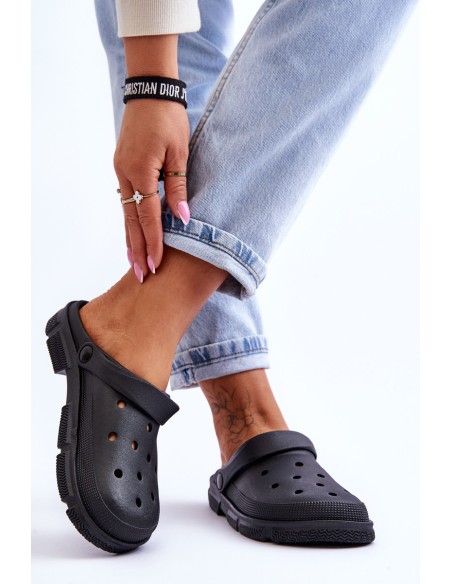 Women's Rubber Crocs Black Rabios