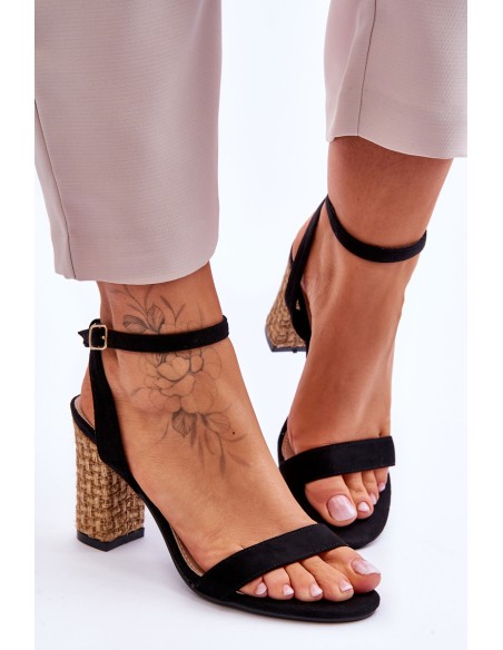 Suede Sandals On A Braided Heel Black Selila