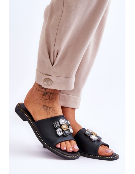 Women's Sandals With Stones S.Barski KV-2775-31 Black