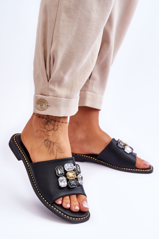 Women's Sandals With Stones S.Barski KV-2775-31 Black