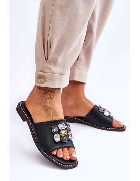 Women's Sandals With Stones S.Barski KV-2775-31 Black