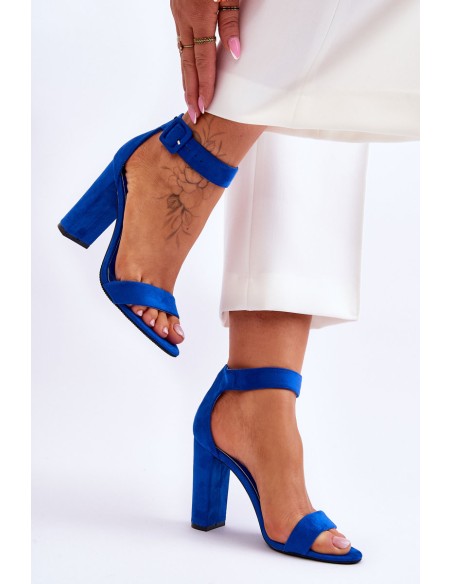 Suede High Heels Sandals Dark blue Jacqueline