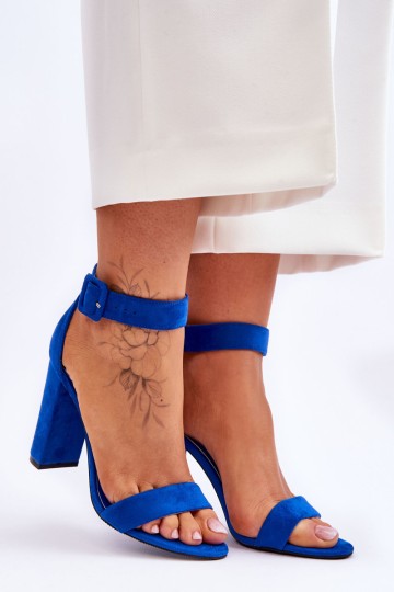 Suede High Heels Sandals Dark blue Jacqueline 2