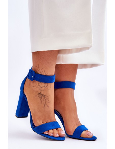 Suede High Heels Sandals Dark blue Jacqueline