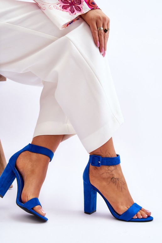 Suede High Heels Sandals Dark blue Jacqueline
