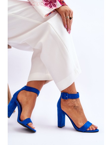 Suede High Heels Sandals Dark blue Jacqueline