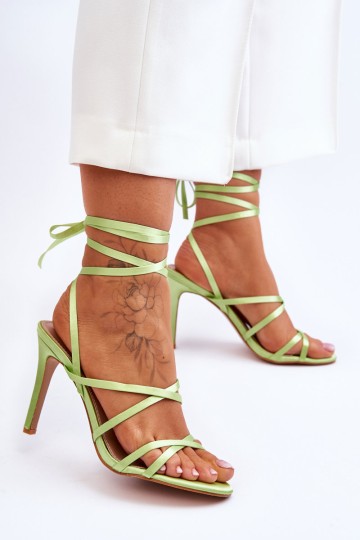 Women's Tied Sandals On A High Heel Green Meya 2