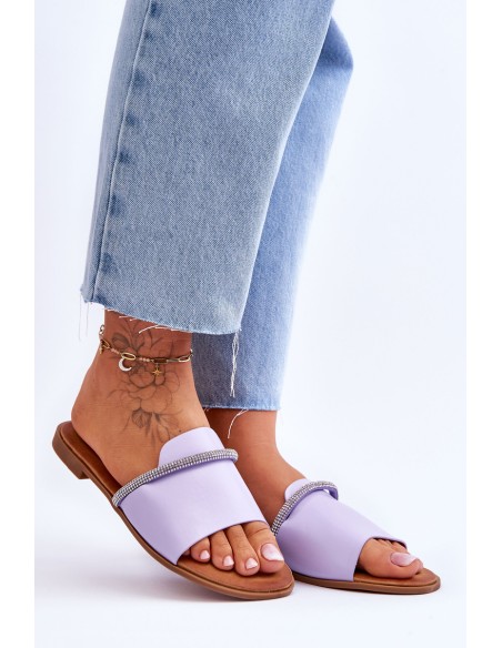 Elegantiški plokščiakulniai violetiniai sandalai