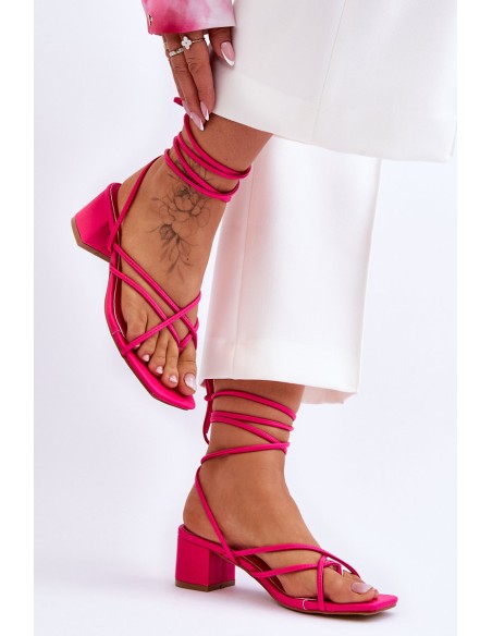 Tied Sandals With High Heels Pink Secret Love