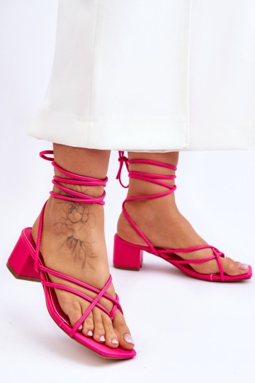 Tied Sandals With High Heels Pink Secret Love 2