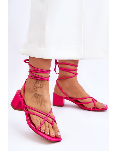 Tied Sandals With High Heels Pink Secret Love