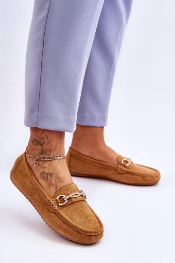 Classic Suede Loafers With Embellishment Camel Amera 2