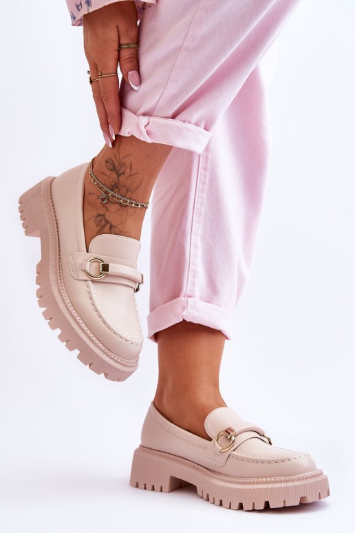 Women's Loafers On A Massive Platform Beige Calypso