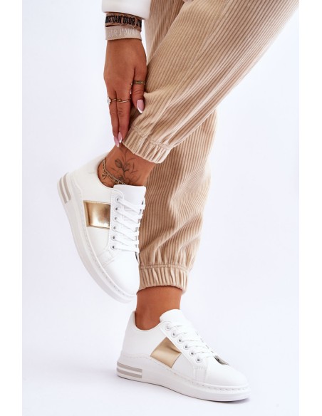 Classic Sports Shoes White and Gold Follow Me