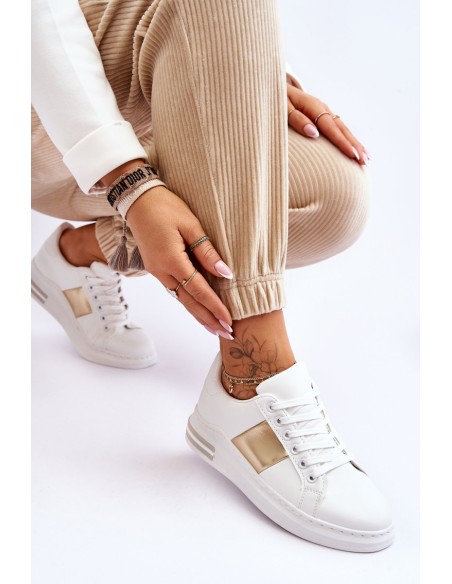 Classic Sports Shoes White and Gold Follow Me