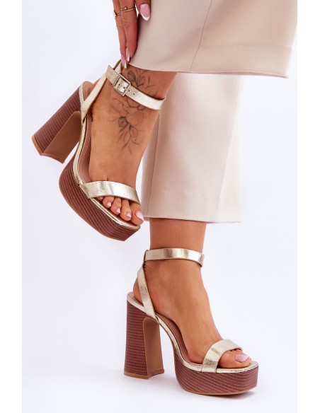 Leather Sandals On A Chunky Platform gold Marina