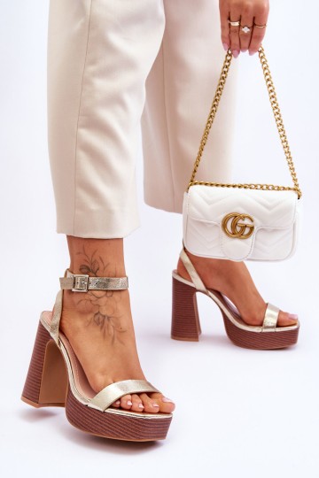Leather Sandals On A Chunky Platform gold Marina 2